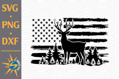 Deer Hunting US Flag SVG&2C; PNG&2C; DXF Digital Files Include