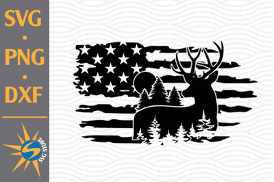 Deer Hunting US Flag SVG&2C; PNG&2C; DXF Digital Files Include