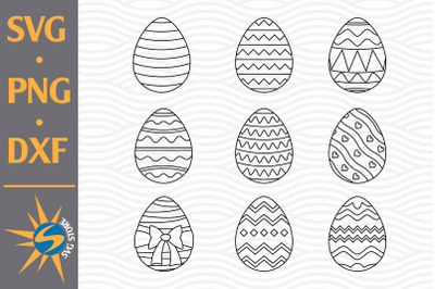 Easter Eggs Outline SVG&2C; PNG&2C; DXF Digital Files Include