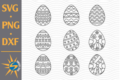 Easter Eggs Outline SVG&2C; PNG&2C; DXF Digital Files Include