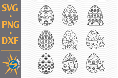 Easter Eggs Outline SVG&2C; PNG&2C; DXF Digital Files Include