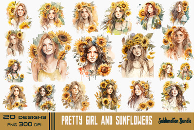 Pretty Girl &amp; Sunflowers Bundle