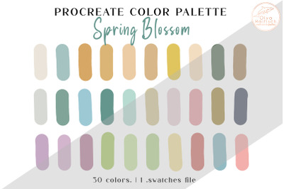 Spring Procreate Color Swatches. Soft Delicate Color Palette