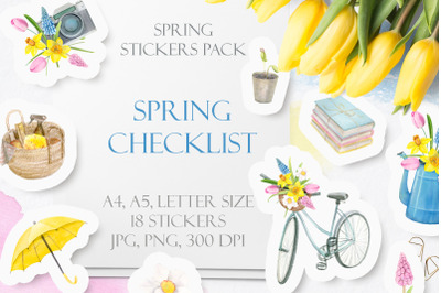 Spring Printable Digital Stickers Pack