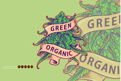 Marijuana leaf plant organic logo cartoon illustrations