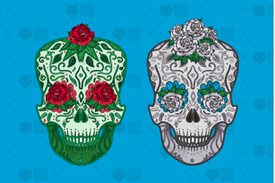 Roses In Skulls Illustration