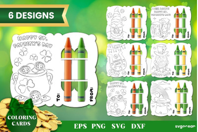 St Patrick&amp;&23;039;s Day Coloring Card | Svg Bundle | Crayon Cards