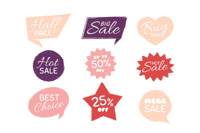 Grunge sale badge, discount and half price