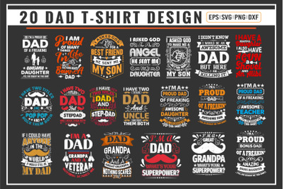 Dad typographic t shirt bundle