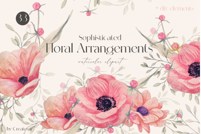 Sophisticate Floral Arrangements watercolor clipart
