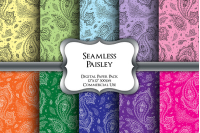Seamless Paisley Digital Paper Pack