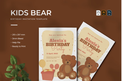 Kids Bear - Birthday Invitation