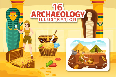 16 Archeology Vector Illustration