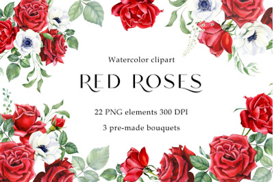 Watercolor Rose Flower Clipart