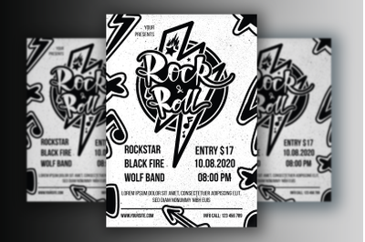 Monochrome Rock &#039;n&#039; Roll  Poster Template