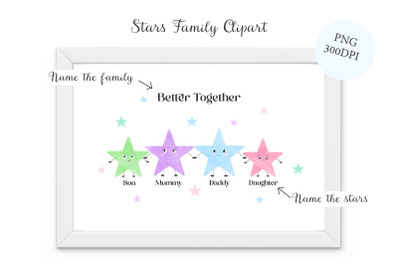 Stars Family Creator Clipart, Personalized builder