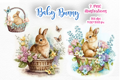 Easter Bunnies. Watercolor