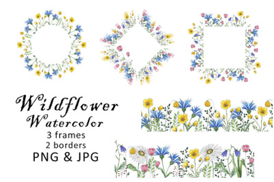 Watercolor Border Clipart Wildflower PNG