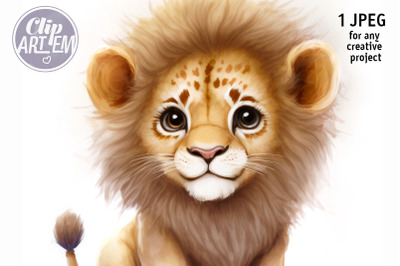 Cute Little Lion Image for Wall Decor Illustration