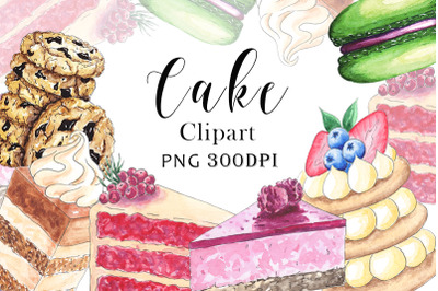 Watercolor Clipart Cake, Cupcake, Chocolate cooki PNG