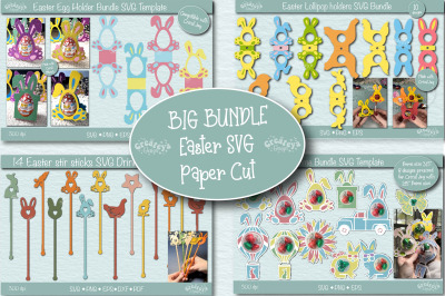 Big Easter Paper Cut Bundle SVG| Easter Candy egg and Lollipop Holders