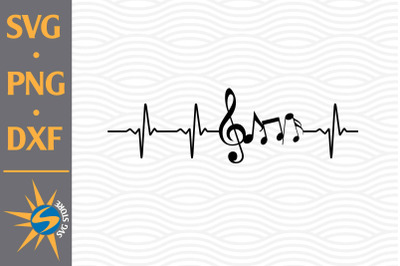 Music Notes Heartbeat SVG&2C; PNG&2C; DXF Digital Files Include