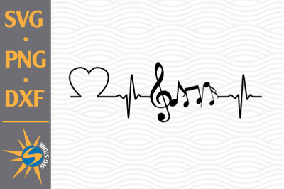 Music Notes Heartbeat SVG&2C; PNG&2C; DXF Digital Files Include