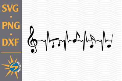 Music Notes Heartbeat SVG&2C; PNG&2C; DXF Digital Files Include