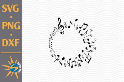 Circle Music Notes SVG&2C; PNG&2C; DXF Digital Files Include