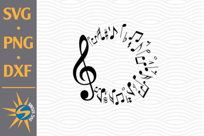 Circle Music Notes SVG&2C; PNG&2C; DXF Digital Files Include