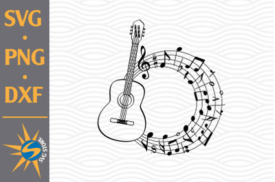 Guitar Circle Music SVG&2C; PNG&2C; DXF Digital Files Include