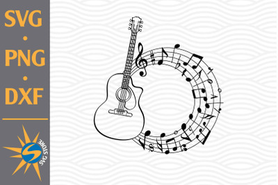 Guitar Circle Music SVG&2C; PNG&2C; DXF Digital Files Include