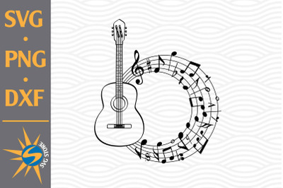 Guitar Circle Music SVG&2C; PNG&2C; DXF Digital Files Include