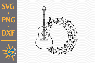 Guitar Circle Music SVG&2C; PNG&2C; DXF Digital Files Include