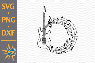 Guitar Circle Music SVG&2C; PNG&2C; DXF Digital Files Include