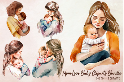 Mom Love Baby Cliparts Bundle