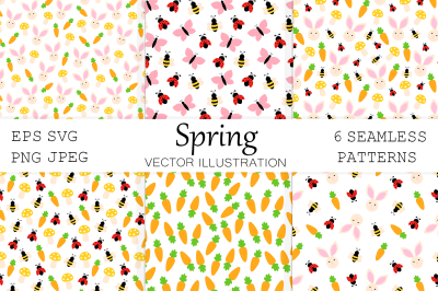 Spring pattern. Bunny pattern. Insect pattern