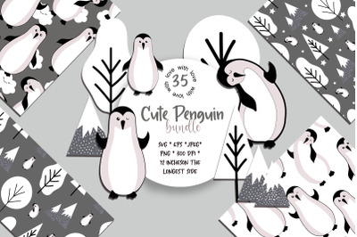 Cute Penguin bundle svg png. Penguin clipart