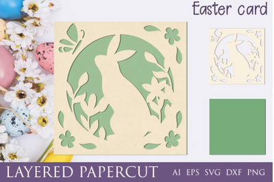 3d easter card svg, Layered easter shadow box