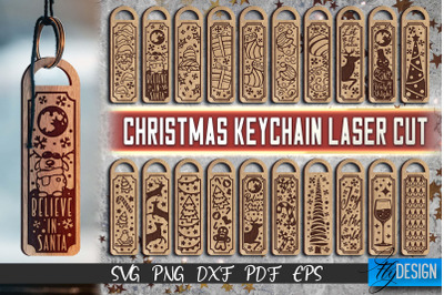 Christmas Keychain Laser Cut SVG | Christmas Keychain SVG Design | CNC