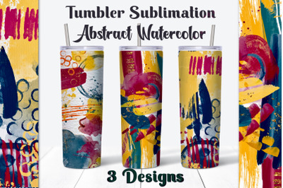 3 Abstract Watercolor Tumbler Sublimation Designs.