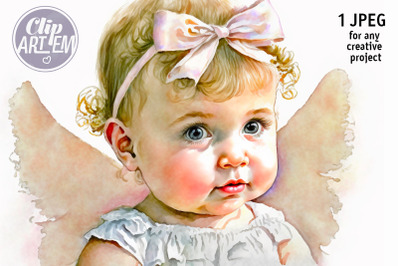 Cute Girl Angel Wall Art Digital Print 1 JPEG Image File