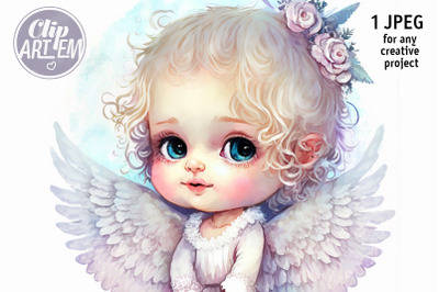 Beautiful Little Girl Angel Wall Art Image Decor 1 JPEG File