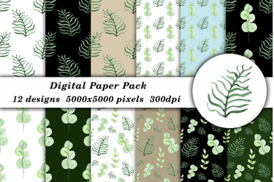 Watercolor Leaves Green Pattern Seamless