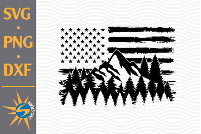 Mountain US Flag SVG, PNG, DXF Digital Files Include