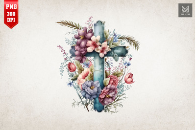 Watercolor Cross &amp;amp; Flowers Easter 9