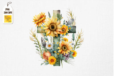 Watercolor Cross &amp;amp; Sunflowers Easter 2