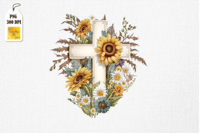 Watercolor Cross &amp;amp; Sunflowers Easter 4