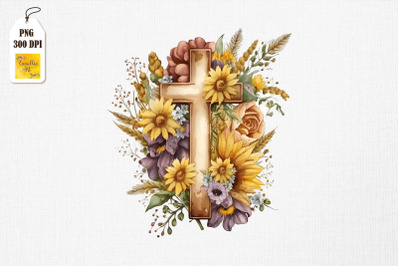 Watercolor Cross &amp;amp; Sunflowers Easter 8