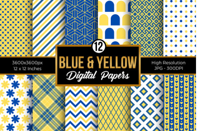 Blue and Yellow Digital paper Patterns